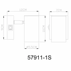 Luminaires Globo Lighting Robby Plafonnier, Spot de plafond, Applique murale, Spot mural Chrome, Noir, 1 lumière* Spots Et Projecteurs