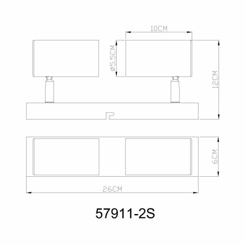 Luminaires Globo Lighting Robby Plafonnier, Spot de plafond, Applique murale, Spot mural Chrome, Noir, 2 lumières* Spots Et Projecteurs