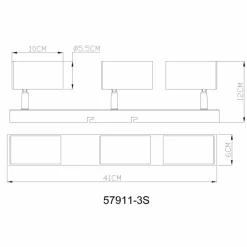 Luminaires Globo Lighting Robby Plafonnier, Spot de plafond, Applique murale, Spot mural Chrome, Noir, 3 lumières* Spots Et Projecteurs