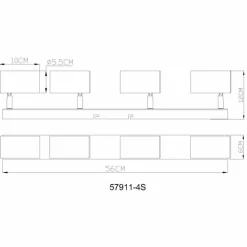 Luminaires Globo Lighting Robby Plafonnier, Spot de plafond, Applique murale, Spot mural Chrome, Noir, 4 lumières* Spots Et Projecteurs