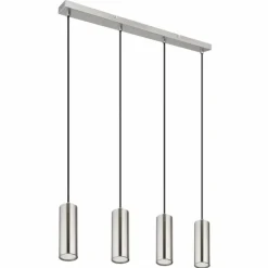 Luminaires Globo Lighting Robby Suspension Nickel mat, 4 lumières* Suspensions