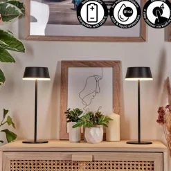 hofstein Romdrup Lampe de table d'extérieur, Lampe à poser LED Noir, 1 lumière