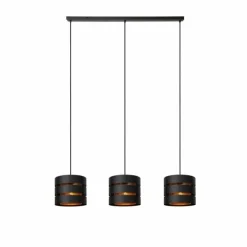 Lampes Dorées-Luminaires Lucide ROSAS Suspension Noir, 3 lumières
