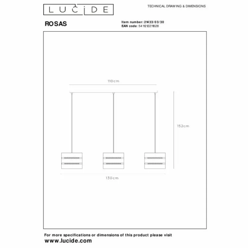 Lampes Dorées-Luminaires Lucide ROSAS Suspension Noir, 3 lumières