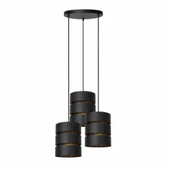 Lampes Dorées-Luminaires Lucide ROSAS Suspension Noir, 3 lumières