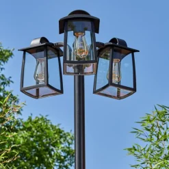 hofstein Réverbère Trosa Noir, 3 lumières