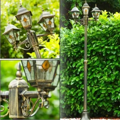 Luminaires Rustiques-hofstein Réverbère Antibes Brun doré, 3 lumières