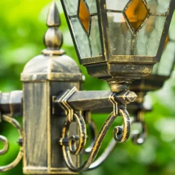 Luminaires Rustiques-hofstein Réverbère Antibes Brun doré, 3 lumières