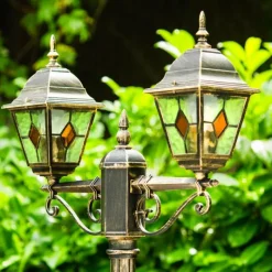 Luminaires Rustiques-hofstein Réverbère Antibes Brun doré, 2 lumières