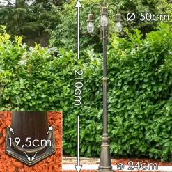 Lampes Dorées-hofstein Réverbère BORKAN Brun doré, 3 lumières