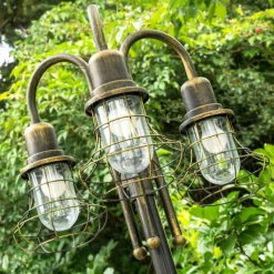 Lampes Dorées-hofstein Réverbère BORKAN Brun doré, 3 lumières