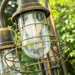 Lampes Dorées-hofstein Réverbère BORKAN Brun doré, 3 lumières