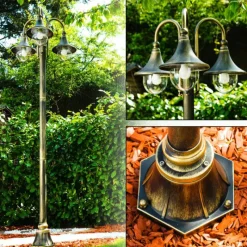 Luminaires Rustiques-hofstein Réverbère Elgin Brun doré, 3 lumières