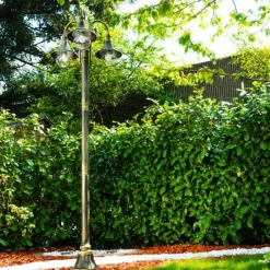 Luminaires Rustiques-hofstein Réverbère Elgin Brun doré, 3 lumières