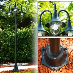 hofstein Réverbère Elgin Noir, 3 lumières