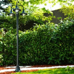 hofstein Réverbère Elgin Noir, 3 lumières