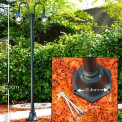 Luminaires Rustiques-hofstein Réverbère Elgin Noir, 2 lumières