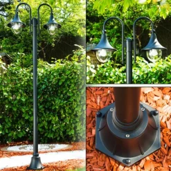 Luminaires Rustiques-hofstein Réverbère Elgin Noir, 2 lumières