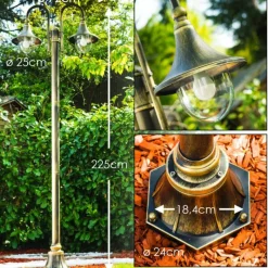 Luminaires Rustiques-hofstein Réverbère Elgin Noir doré, 2 lumières