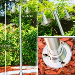 hofstein Réverbère Elima Acier inoxydable, 2 lumières