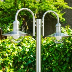 hofstein Réverbère Elima Acier inoxydable, 2 lumières