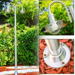 hofstein Réverbère Elima Acier inoxydable, 2 lumières