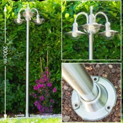 hofstein Réverbère Elima Acier inoxydable, Transparent, 3 lumières