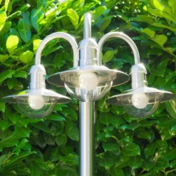 hofstein Réverbère Elima Acier inoxydable, Transparent, 3 lumières