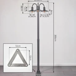 hofstein Réverbère Elima Anthracite, 3 lumières