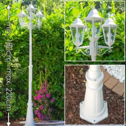 Luminaires Rustiques-hofstein Réverbère Hongkong Blanc, 3 lumières