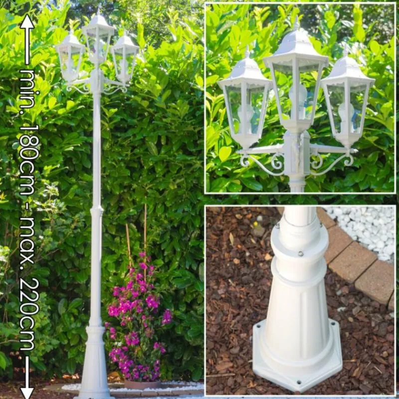 Luminaires Rustiques-hofstein Réverbère Hongkong Blanc, 3 lumières