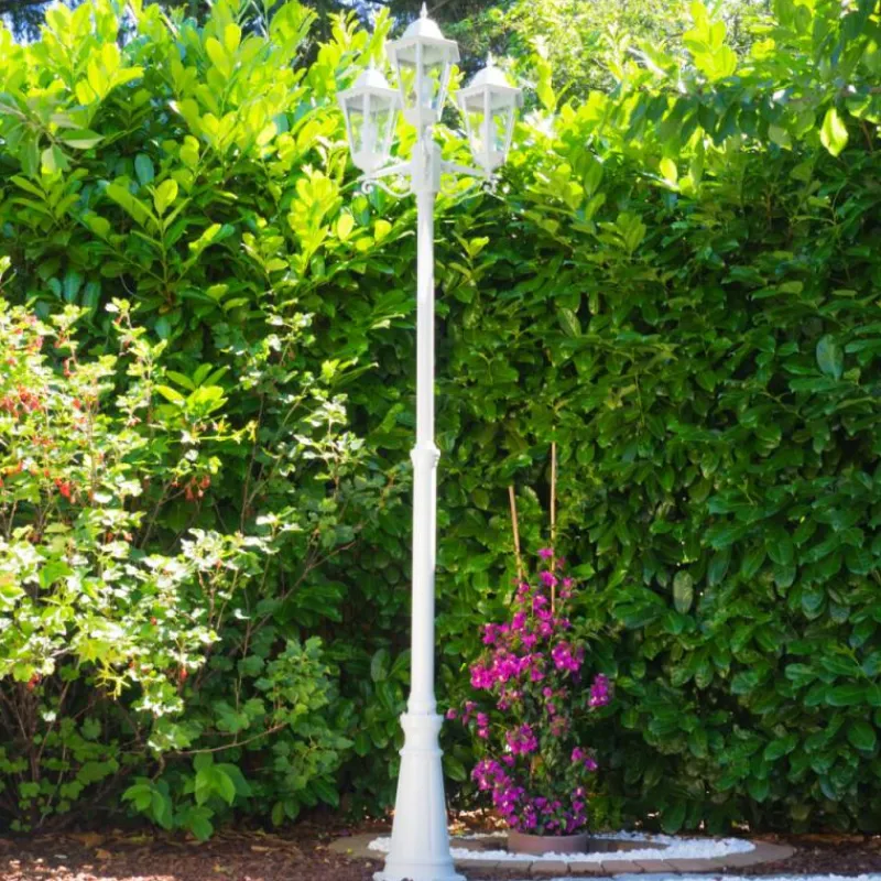 Luminaires Rustiques-hofstein Réverbère Hongkong Blanc, 3 lumières