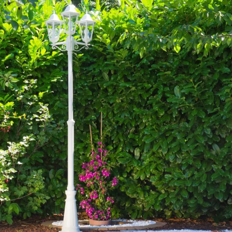 Luminaires Rustiques-hofstein Réverbère Hongkong Blanc, 3 lumières