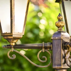 Luminaires Rustiques-hofstein Réverbère Hongkong Frost Brun doré, 3 lumières