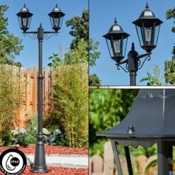 Luminaires Rustiques-hofstein Réverbère Hongkong Noir, 2 lumières