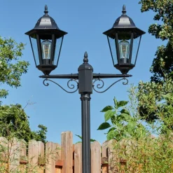 Luminaires Rustiques-hofstein Réverbère Hongkong Noir, 2 lumières