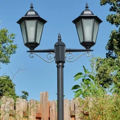 hofstein Réverbère Hongkong Noir, 2 lumières