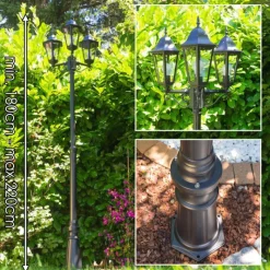 Luminaires Rustiques-hofstein Réverbère Hongkong Noir, Transparent, 3 lumières