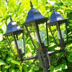 Luminaires Rustiques-hofstein Réverbère Hongkong Noir, Transparent, 3 lumières