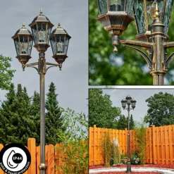 Luminaires Rustiques-hofstein Réverbère Hongkong Or, Laiton, Transparent, 3 lumières