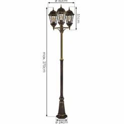 Luminaires Rustiques-hofstein Réverbère Hongkong Or, Laiton, Transparent, 3 lumières