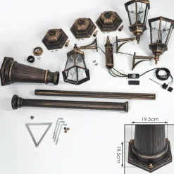 Luminaires Rustiques-hofstein Réverbère Hongkong Or, Laiton, Transparent, 3 lumières