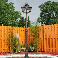 Luminaires Rustiques-hofstein Réverbère Hongkong Or, Laiton, Transparent, 3 lumières