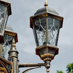 Luminaires Rustiques-hofstein Réverbère Hongkong Or, Laiton, Transparent, 3 lumières