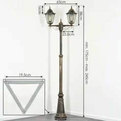 Luminaires Rustiques-hofstein Réverbère Hongkong Or, Noir, 2 lumières