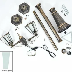 Luminaires Rustiques-hofstein Réverbère Hongkong Or, Noir, 2 lumières