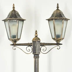 Luminaires Rustiques-hofstein Réverbère Hongkong Or, Noir, 2 lumières