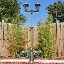 Luminaires Rustiques-hofstein Réverbère Hongkong Or, Noir, 2 lumières