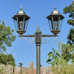 Luminaires Rustiques-hofstein Réverbère Hongkong Or, Noir, 2 lumières