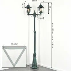 Luminaires Rustiques-hofstein Réverbère Hongkong Vert, Noir, 2 lumières